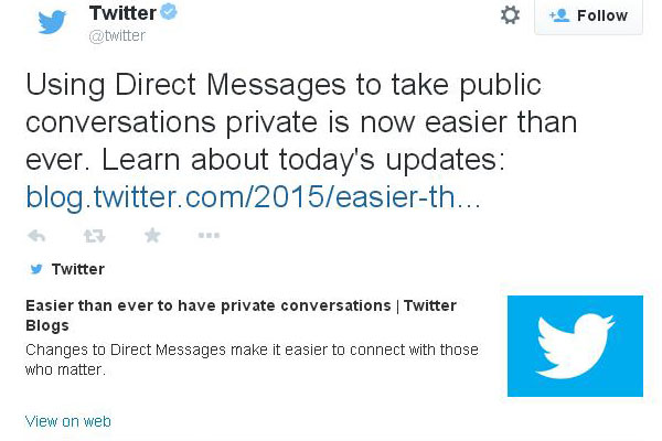 Get Direct Message from Anyone in Twitter now DM in Twitter