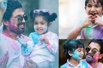 allu arjun filmography, allu arjun for holi, in pics allu arjun s adorable moments with family for holi is too cute to miss, Celebrating holi