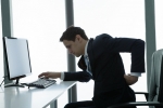 bad computer posture, health and safety risks of using a computer, bad posture during computer use leads to back pain, Eyeglasses