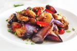 Brinjal recipe, Stir-fried Brinjal, tasty stir fried brinjal, Brown rice pulao