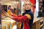 Brie Larson, Brie Larson in AMC theaters, captain marvel star brie larson surprises her fans in amc theaters by serving popcorn, Captain marvel